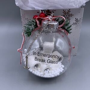 In Case of Emergency Round Clear Miniature Toilet Paper Clear Plastic Ornament